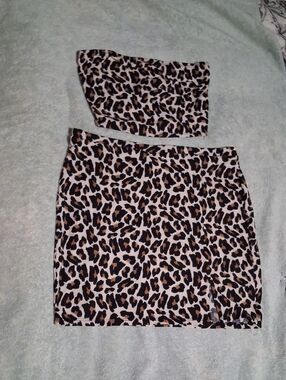 D rock tube top and mini skirt cheetah pattern